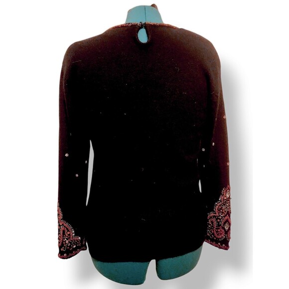 KAREN SCOTT Womens Silk Angora Rabbit Hair Lambswool Beaded Sweater Sz S Small - Picture 6 of 6